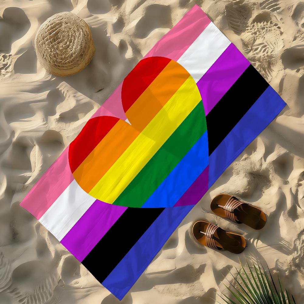 Art Flag of Gay Rainbow Pride Towel Soft Lightweight Anti-Sand Large Beach Towel Quick-Drying Bath Sports Family