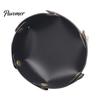 Dresser Top Organizer PU Leather Folding Storage Tray, Waterproof Portable Jewelry Dish, Luxury Nightstand Accessory Retro Rivet Desktop Tray