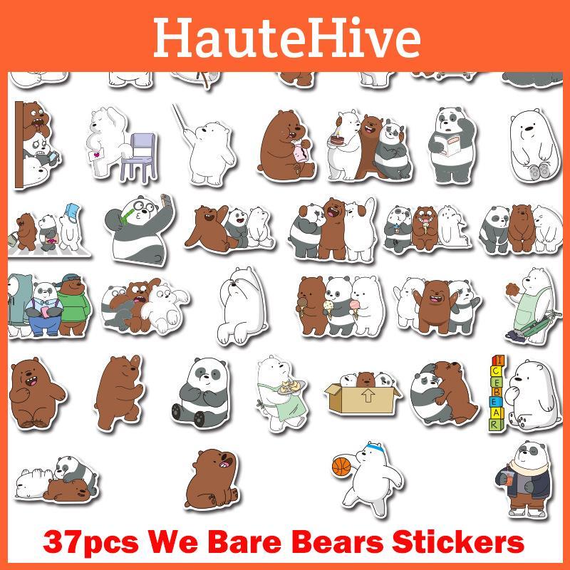 Lebhafte 37 Stück We Bare Bears Wasserdichte Graffiti-Aufkleber für Gepäck und Elektronik