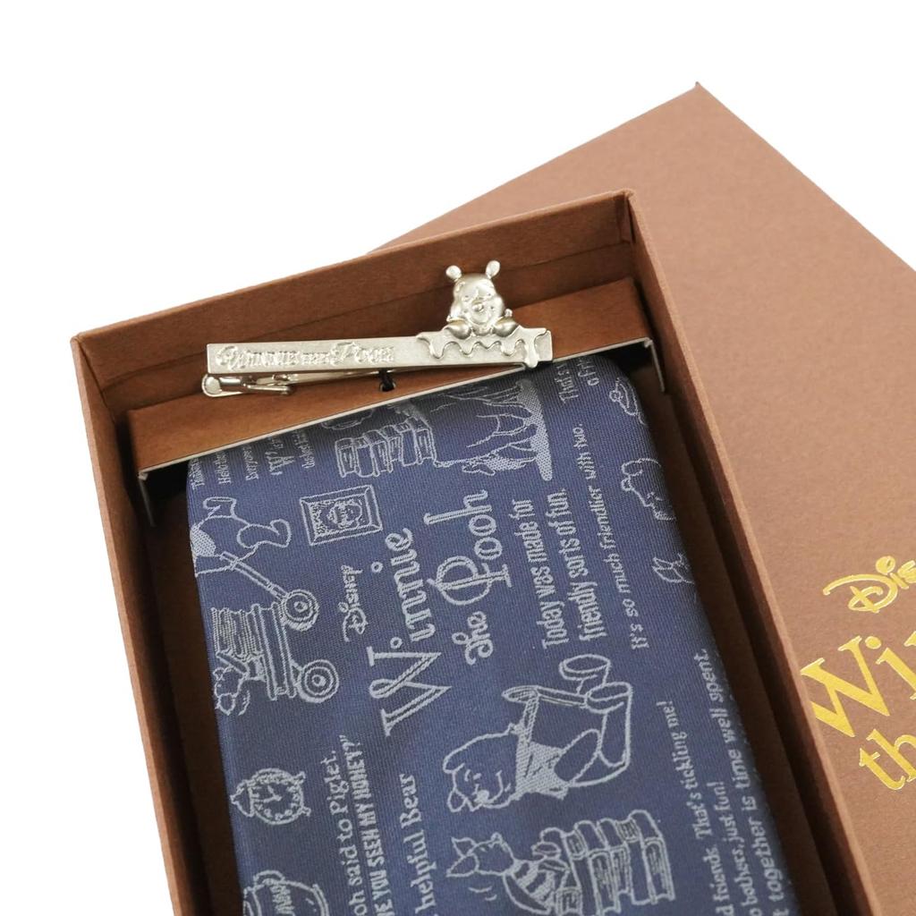 Tie Tie Bar Box Set the Pooh Calligraphy Pattern x Hiyokkori Tie [Disney] & (Winnie Bar)