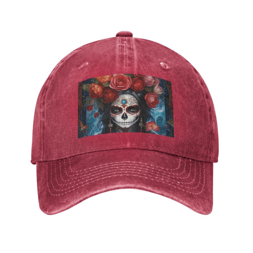 Mexican Catrina Sugar Skull Lady Denim Cap Casual Baseball Caps Adjustable Hat Summer Unisex Baseball Hats