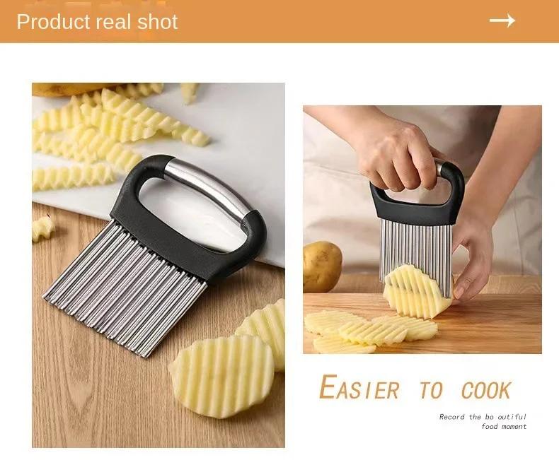 Améliorez votre cuisine avec un coupe-frites ondulé 1 pièce - Couteau hachoir ondulé pour fruits, légumes, salade, carottes, pommes de terre et frites