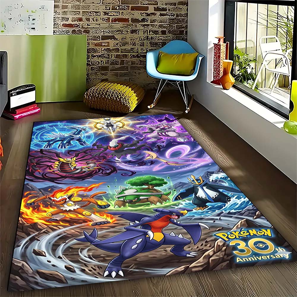 Pokémon-themed printed non-slip decorative rug, cute cartoon welcome mat, a great gift for friends and family.