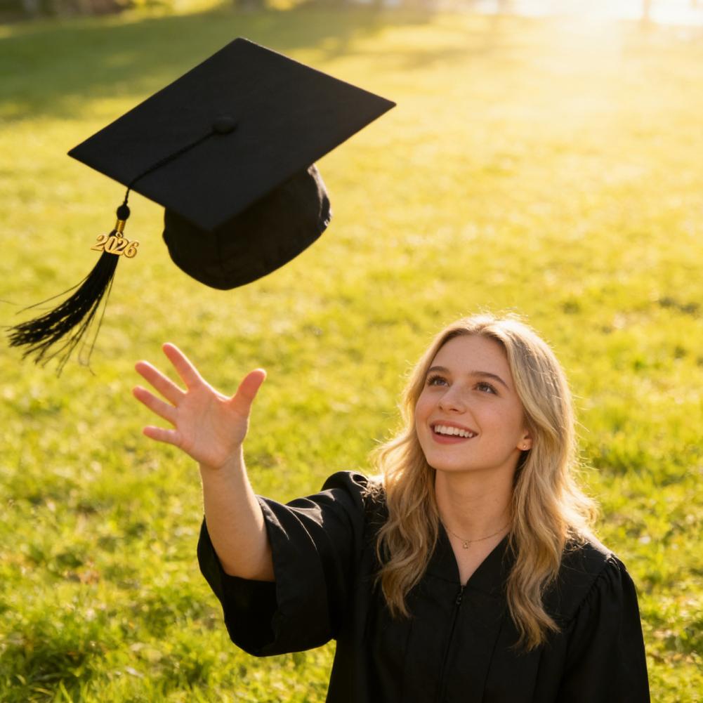 High School Graduation Cap Matte Graduation Cap with 2026 Tassel Adjustable Elastic Unisex Graduation Hat Adult for College