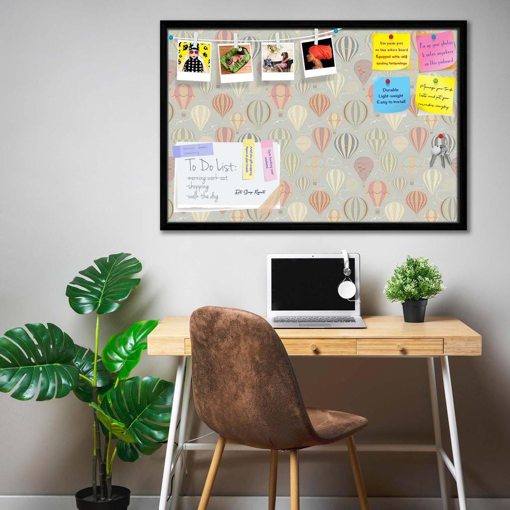 Artzfolio Air Balloons | Bulletin Board Notice Pin Board | Vision Soft Board Combo With Thumb Push Pins & Sticky Notes |