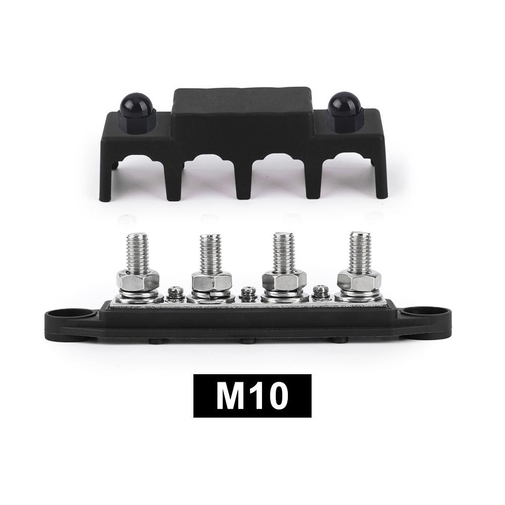 12V 250A Bus Bar Terminal M8 M10 Positive Negative Battery Power Distribution Block With Cover for Boat RV Truck Camper