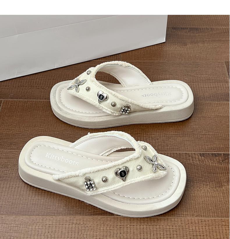 Retro flower platform slippers women's summer new fashion breathable girls flip-flops versatile casual sandals