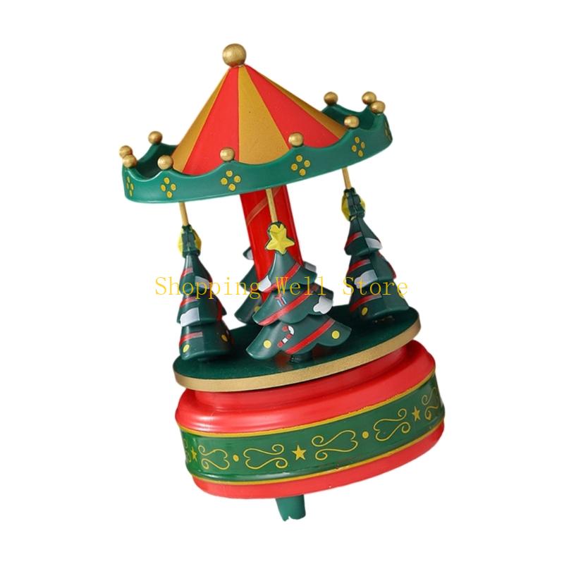 KX4B Rotating Holiday Music Box Christmas Tree Ornament Holiday Homes Decoration Gift
