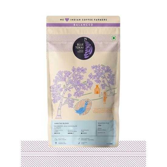 Blue Tokai Coffee Roasters Amaltas Blend - Helle Röstung | French Press Kaffeemahlung 250g | Reichhaltig & Genussvoll | 100% Arabica Bohnen | Spezialitätenkaffee