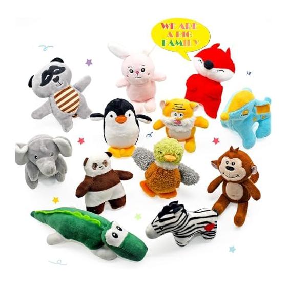 SHARLOVY Dog Rattle Animal Dog Stuffed Toys, Cute Dog Chew Toys Puppy Teething Toys, Pet Toys for Small and Medium Dogs, Soft Dog Toys, Shaggy Dog