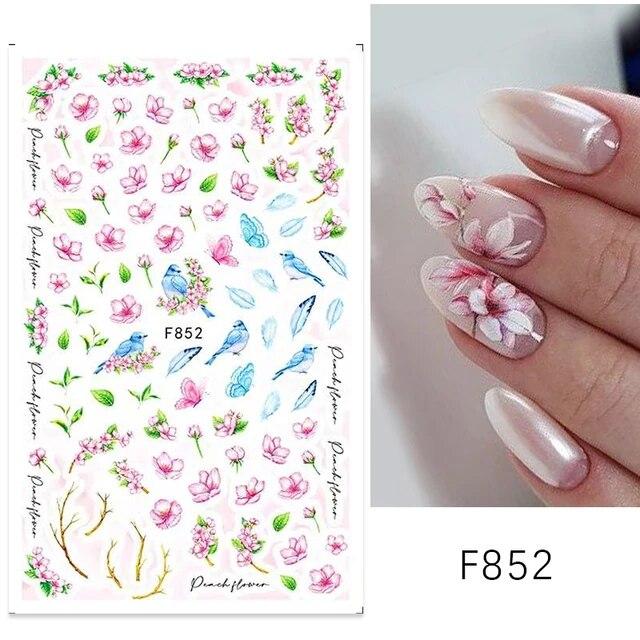 3D lepidlo Květiny Nálepka na nehty Tulipán Okvětní lístky Javor Růže DlY Voděodolné Obtisky na nehty Doplňky pro zdobení nehtů Dekorace na nehty