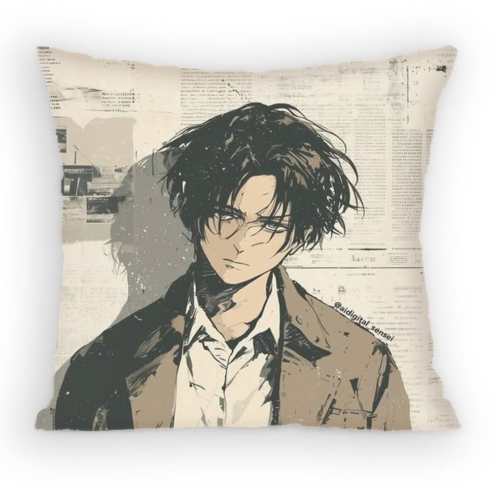 Attack On Titan Levi Ackerman Pillow Case Antidustmite Pillowcase Invisible Zipper Silky Short Plush Sofa Cushion Cover