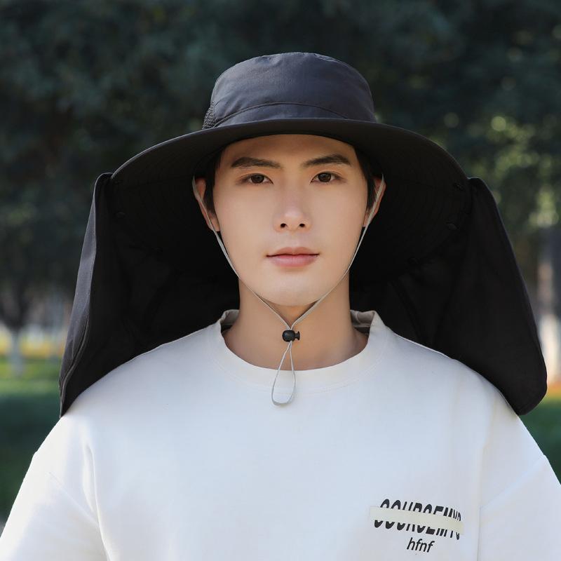 Summer Men's Outdoor Sun Hat Shawl Fishing Hat UV Protection Mountaineering Hat Waterproof Sun Protection Hat Bucket Hat