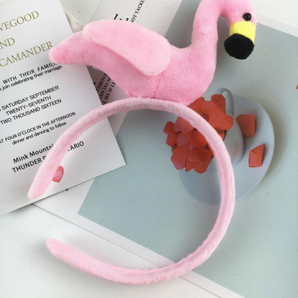 Wash Face Flamingo Headband Korean Style Plush Hair Hoop Fashion Animal Hair Hoop  Photograh