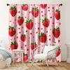 2Pcs Pink Strawberries Print Curtains,suitable for Bedroom,living Room Kitchen Decoration,home Decoration,window Decoration