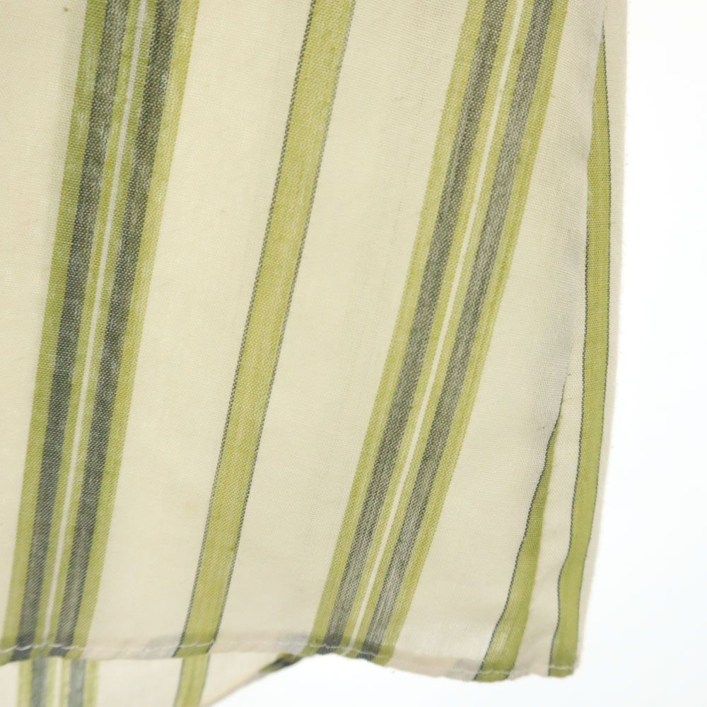 Vintage 70s Striped Pattern Short Sleeve Shirt 16 Green X Beige Men's Used