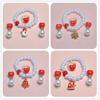 Children's Christmas Pearl Beaded Bracelet & Santa Snowflake Ear Clips and Rings Set