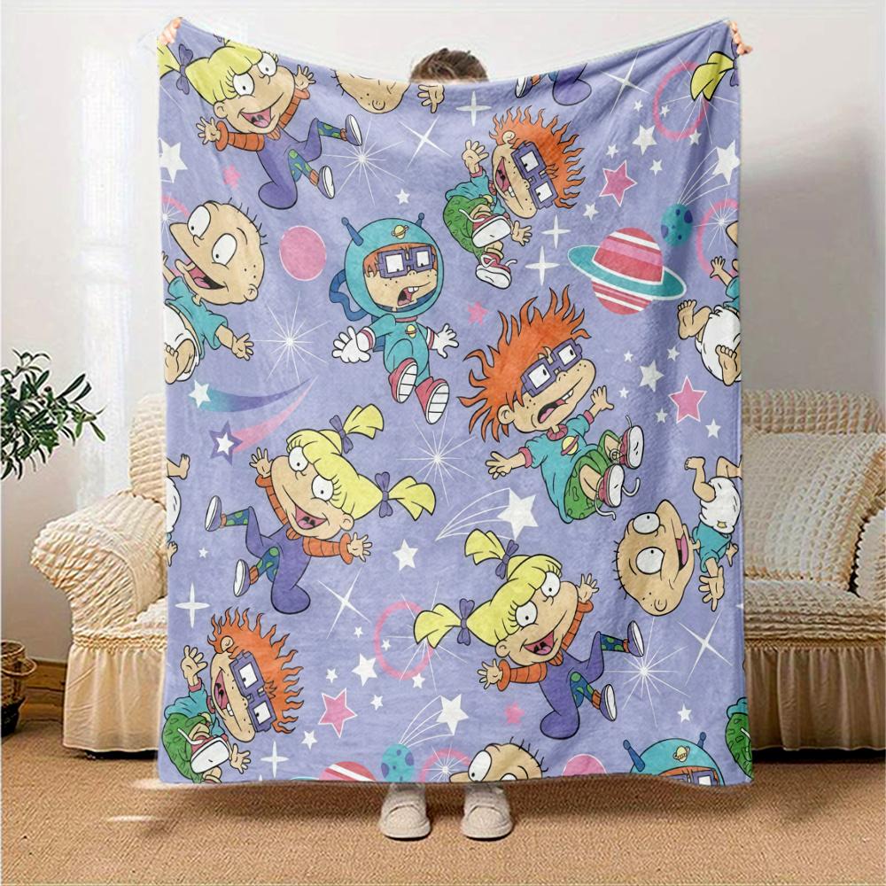 Rugrats Flannel Blanket, High quality Comfortable for All Seasons, Home Decor, Warmth and Comfort