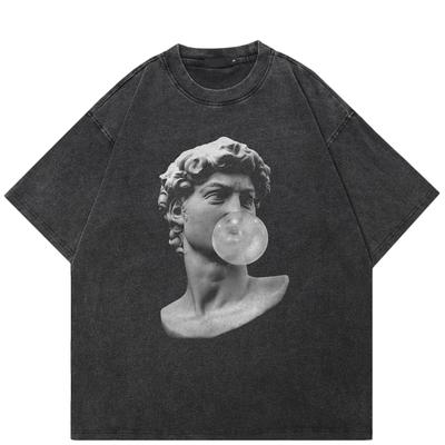 Maglietta grafica divertente streetwear in cotone lavato nero unisex top magliette estive maniche corte