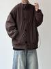 Herren Japanische Retro Lammwolle Warme Baumwolljacke - Winter Lockerer Schnitt, Samt Verdickt, Stehkragen Oberbekleidung