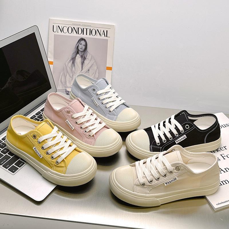 1 Summer new breathable canvas shoes colorful dopamine biscuit shoes versatile and lightweight little white shoes