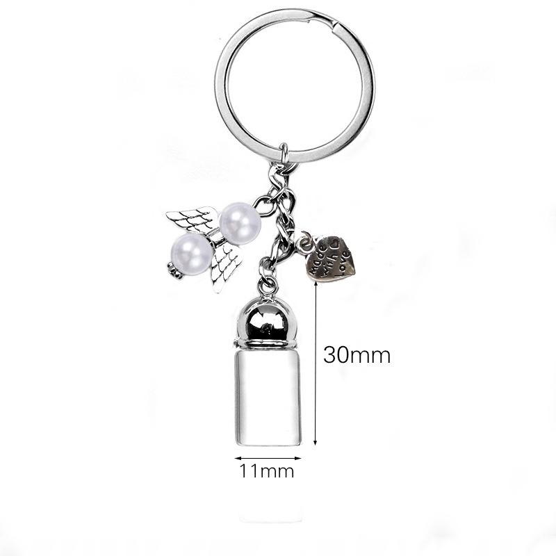 Chaveiro de Garrafa Vazia de Vidro Pingente Transparente Frascos de Óleos Essenciais Perfume Mini Garrafa dos Desejos Chaveiro Para Artesanato DIY