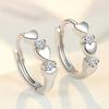 925 Silver Small Hoop Earrings For Women Luxury Elegant Love Heart Cubic Zirconia Earring Classic Party Wedding Jewelry