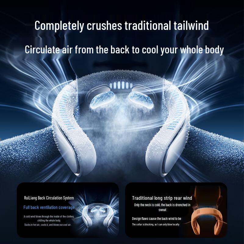 Remax Portable Bladeless Neck Fan with Ice Ceramic Cooling
