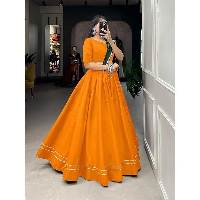 Damen Spezielles Rayon Baumwolle Lehenga Mit Gotta Patti Touch Navratri Special Alle Lehenga Choli ,Unstitched Bluse