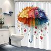 1pc Vibrant Multicolored Umbrella with Floral & Raindrop Design Shower Curtain, Whimsical Elegance, 70.86x70.86in, 12 Hooks, P