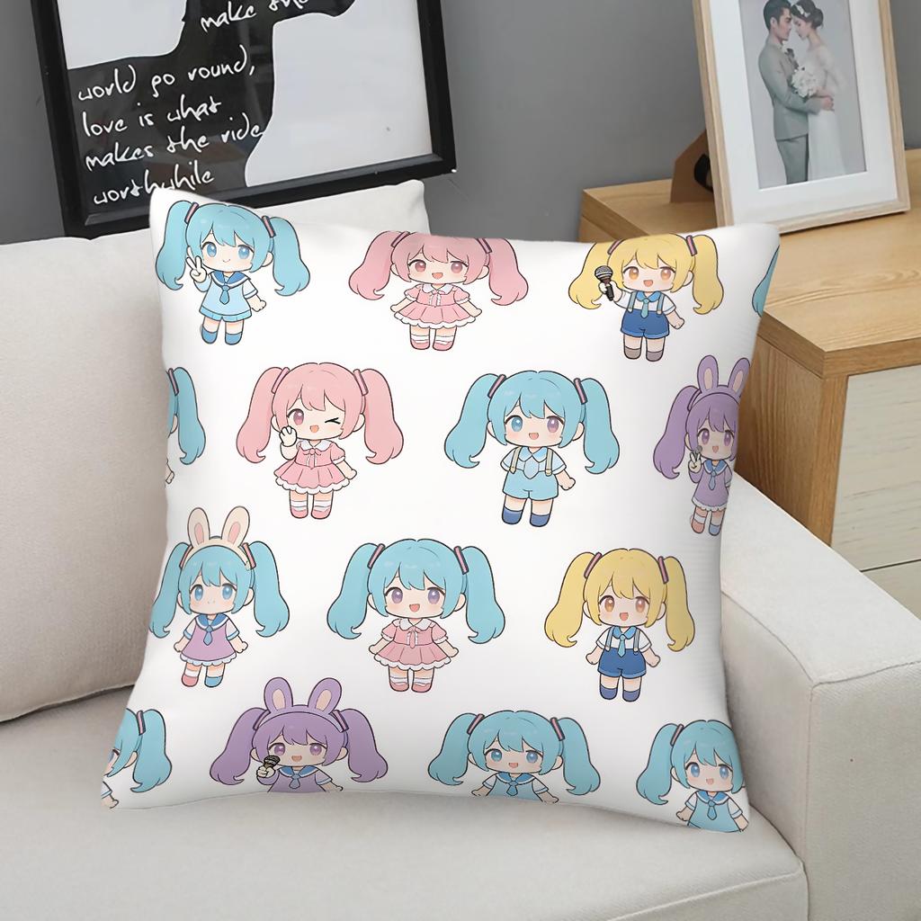 Hatsune Miku Q Version Throw Pillow Multi-Color Sailor Style Anime Cushion For Gaming Room Teen Room Sofa Bedroom Decor Fan Gift