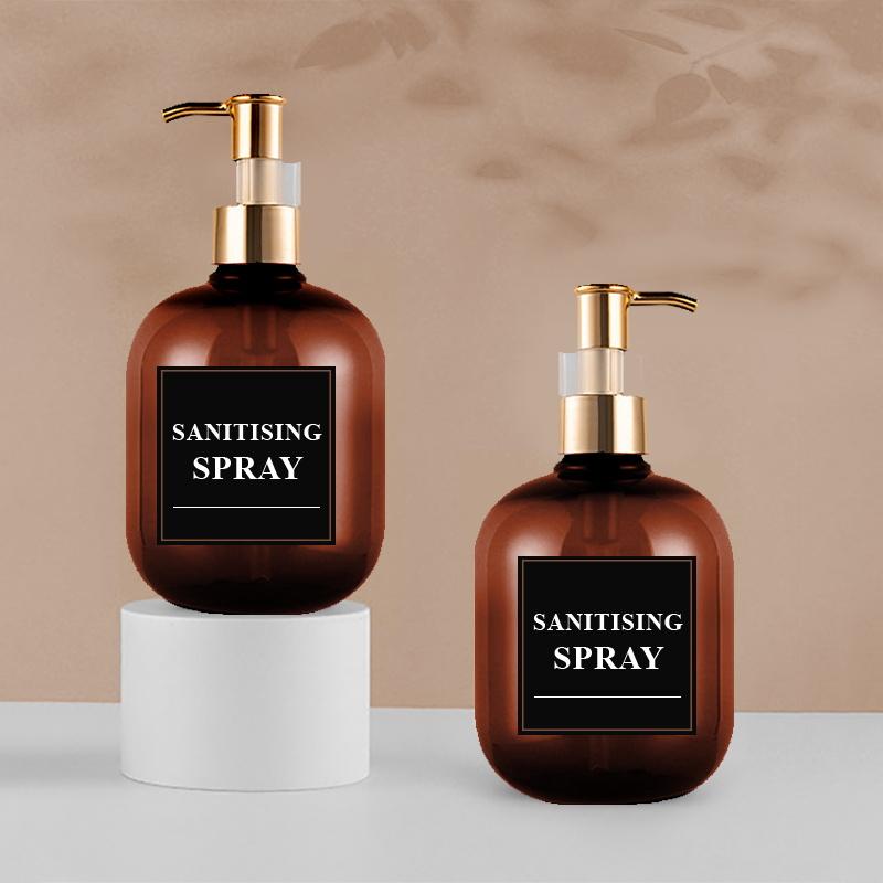 

2 Pcs 10.1 OZ Travel Bottles Thick Amber Soap Dispenser Set Anti-leak Press Bottle Clip Portable Dispenser 9 Waterproof Labels 300ml коричневий