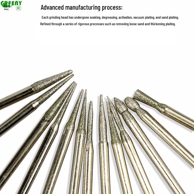 30-Piece Electroplated Diamond Grinding Needles and Heads for Jade Carving