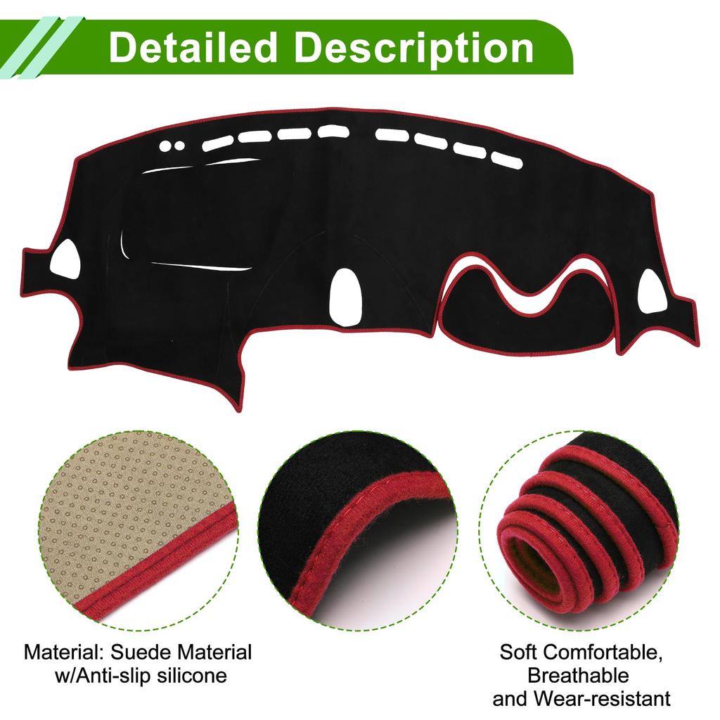 HOPESPANNER Dashboard Mat for Nissan Juke FY15 Series 2010 Dashboard Protective Car Dash Mat Suede Reduces Interior Custom Heat Black with Red Drive