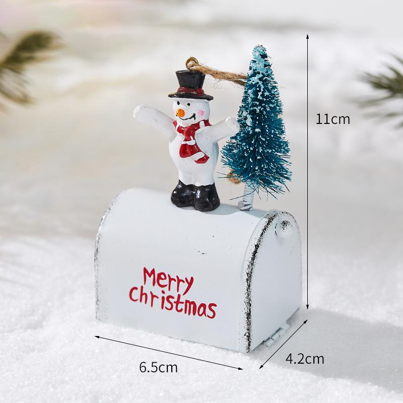 

Christmas Wrought Iron Ornaments Mailbox Santa Claus Airplane Elk Pendant Antique Style Holiday Christmas Wishing Mailbox