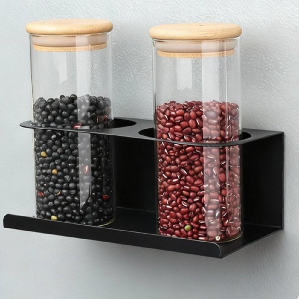 Portable Magnetic Water Bottle Organizer Metal Black White Fridge Cup Rack 3 Slots Space Saving Kitchen Storage Rack Office Use