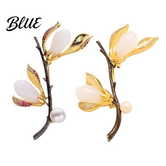 Versatile Brooch Magnolia Branch Design Lapel Pin Sweaters Durable Collars