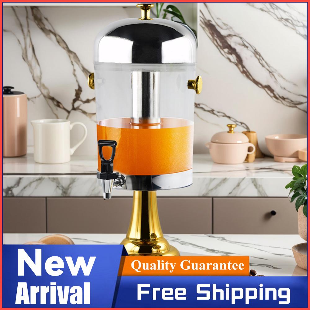 8L Beverage Dispenser with Centre Ice Core and Drip Trays Drink Dispenser with Stand and Spigot for Home Parties Restaurant
