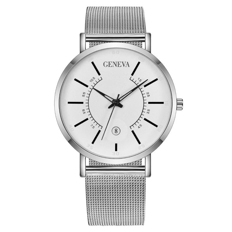 Blue Needle Calendar Geneva Fashion Men's Watch Men's Watch Mesh Strap Quartz Watch