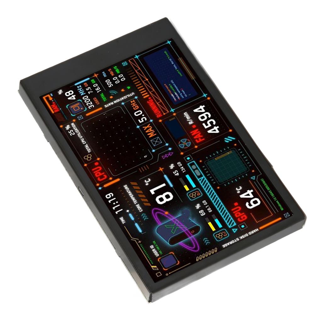 Computer Temp Monitor 3.5 Inch IPS Dimmable Dual USB C Theme Editor Customizable PC CPU Data Monitor for GPU RAM Time