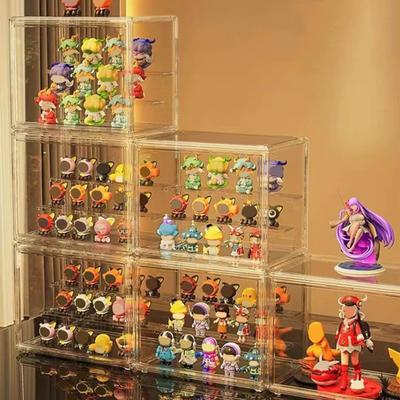 Clear Acrylic Display Case Storage Shelf with Removable Dividers Magnetic Door Transparent Design Easy Assembly Dustproof Storage Box