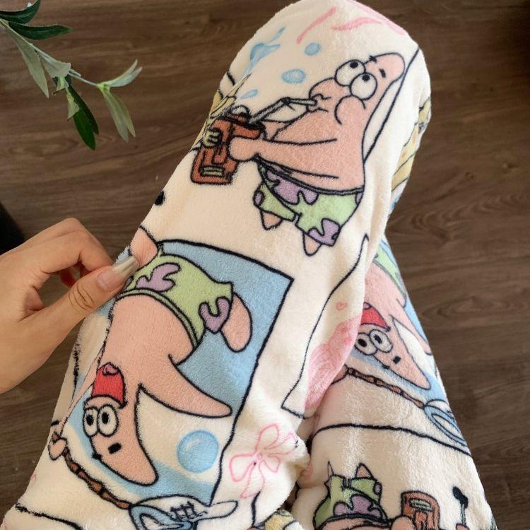 Cute Hello Kitty Women's Coral Fleece Pajama Pants Cartoon Kitty Sleepwear Loungewear