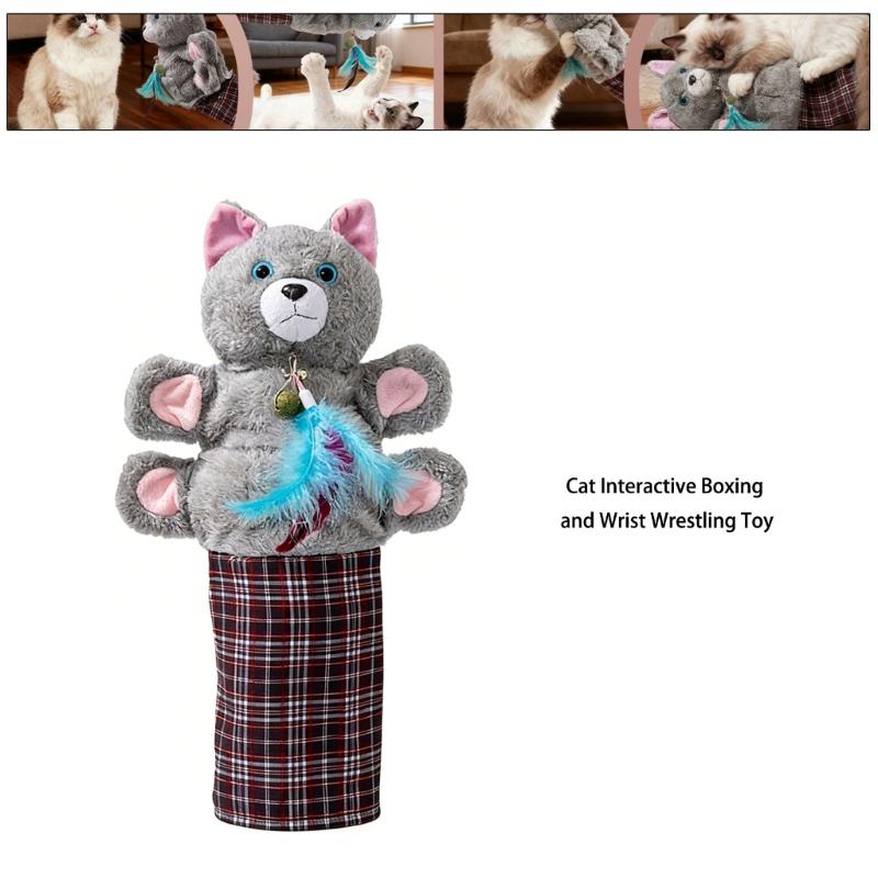 Soft Fabric Cats Wrestler Puppet Toy With Furry Construction For Scratching Play And Living Room Display