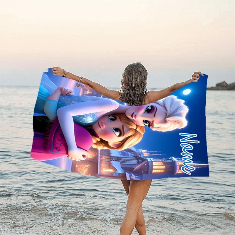 1pc Frozen5 Beach Towel with Custom Name, Beach/Swimming/Bath/Picnic/Camping Towel, Suitable for Seaside Beaches