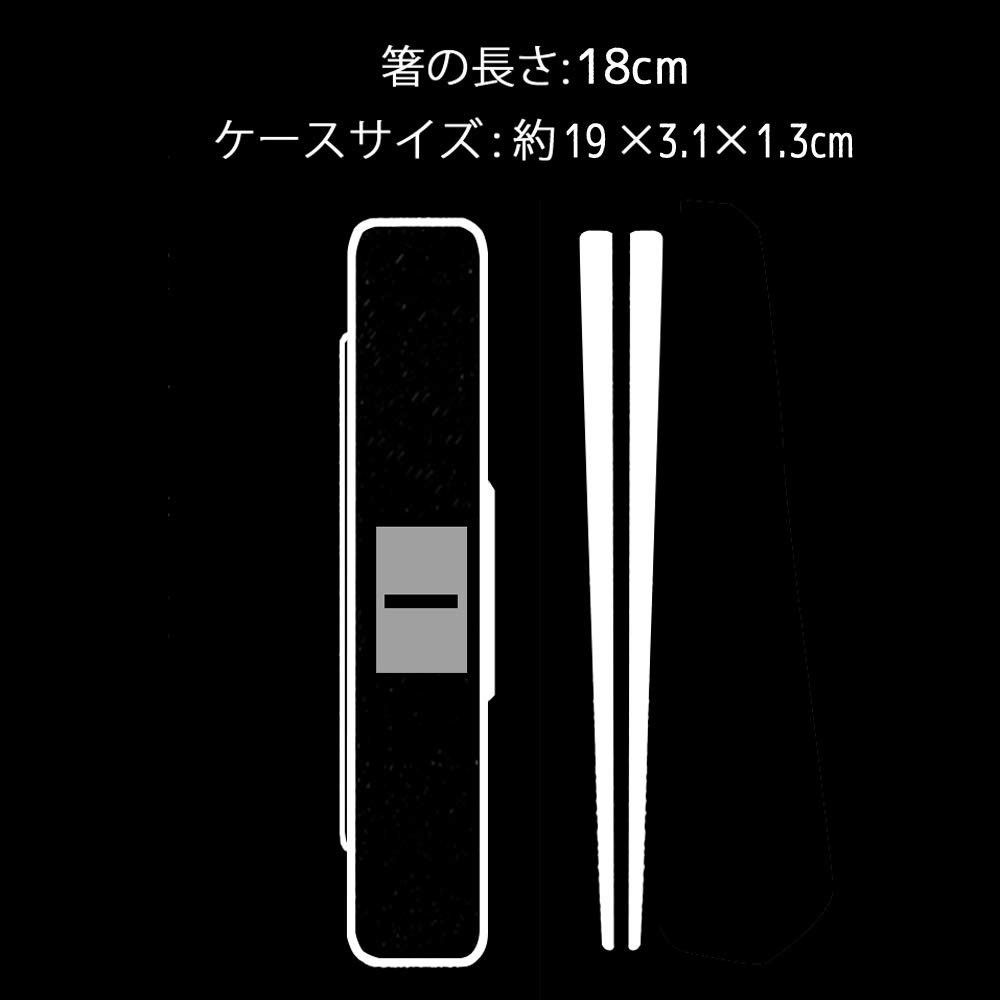 Skater Cat Motif Adult Chopsticks & Case Set 18cm, Antibacterial, Noise-Free, Made in Japan, Colorful Design