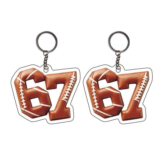 2Pcs Sports Ball Theme 67 Keychain, Acrylic 67 Car Key Ring Holder, Backpack Pendant Purse Bag Charm, Collectible Souvenir Gift for Fans C