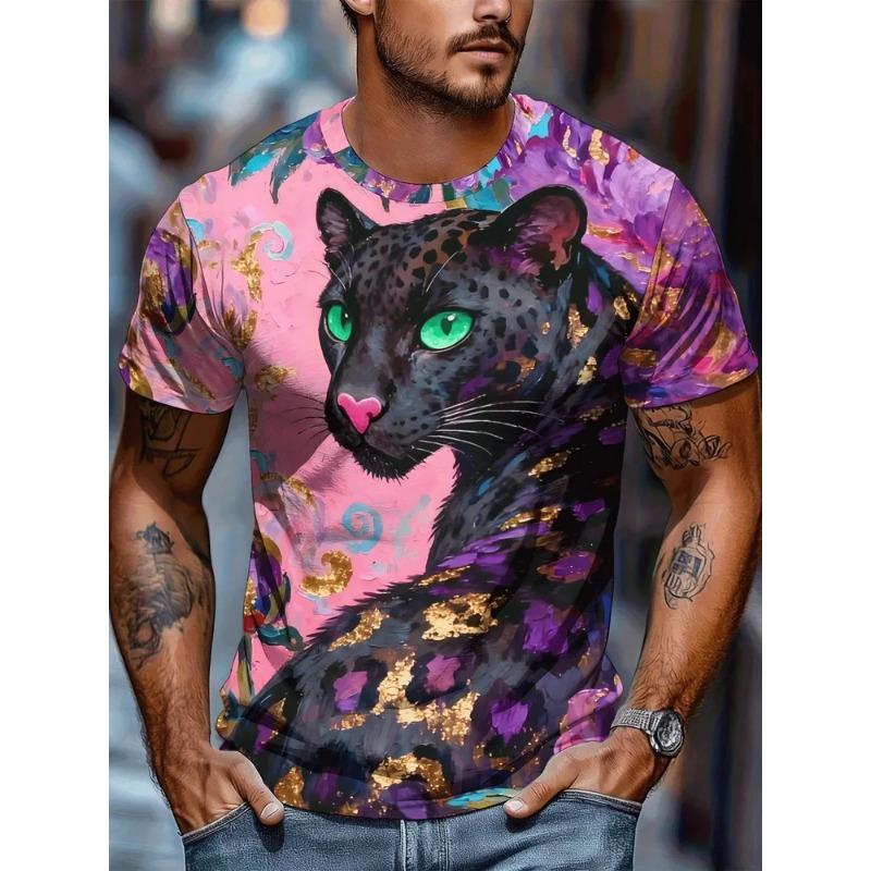 Summer Men's 3D Printed Crew Neck T-Shirt Fashion Versatile Trend Breathable Casual