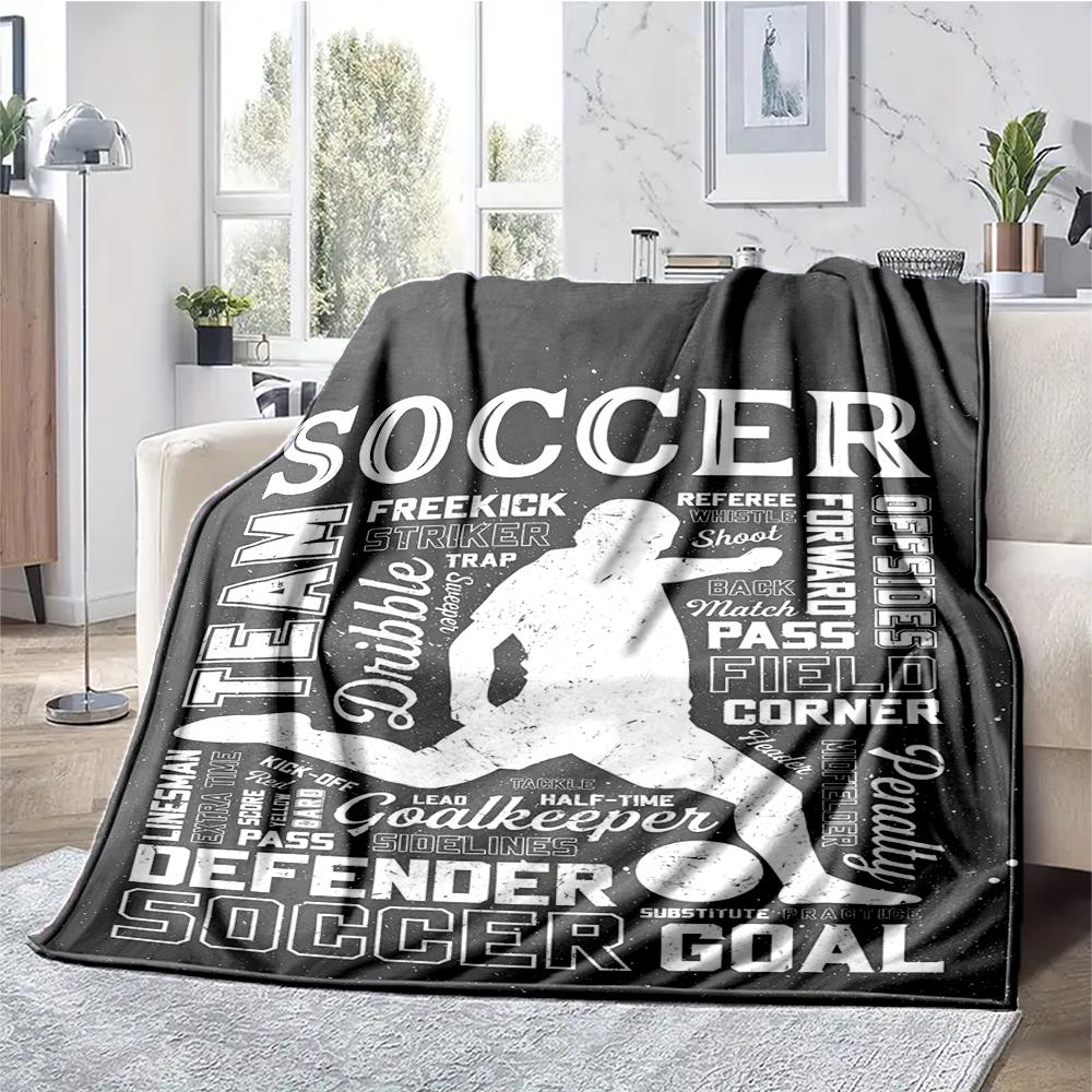 Soccer Theme Printed Blanket - Perfect for Couch, Bed, Travel & Outdoor Use | Machine Washable, Cozy & Durable.