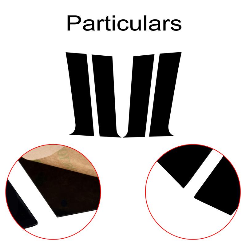 4PCS Polished Pillar Posts Fit For Peugeot 301 2014- Window Trim Cover BC Column Accessories Sticker Gloss Black