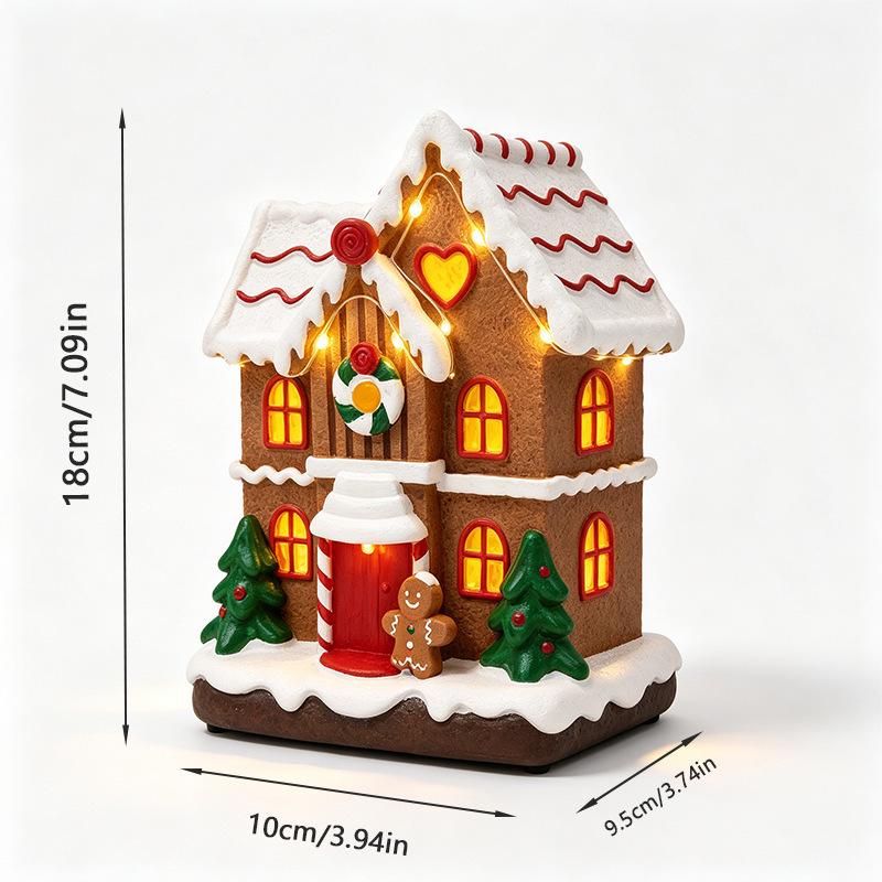 Christmas Glowing Snow House Music Box: Festive Resin Ornament & Night Light Gift